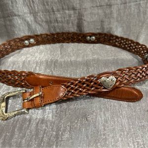 Womens Fossil Western Brown Leather Belt 34 Inches Excellent Condition